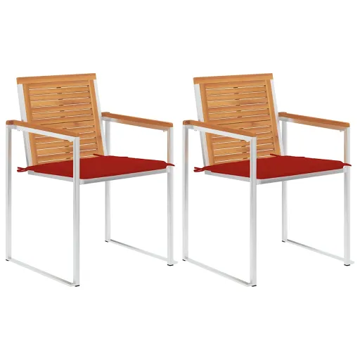 Cadeiras de Jardim com Almofadões   Acácia Maciça e Aço (2 pcs)