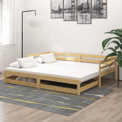 Estrutura Sofá-Cama de Puxar 2x(90x200) cm Pinho Maciço