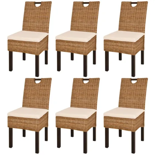 Cadeiras de Jantar,  , Vime Kubu Madeira de Mangueira (6 pcs)