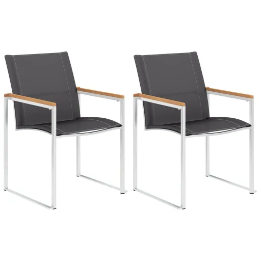 Cadeiras de Jardim   Textilene e Aço Inoxidável Cinzento (2 pcs)