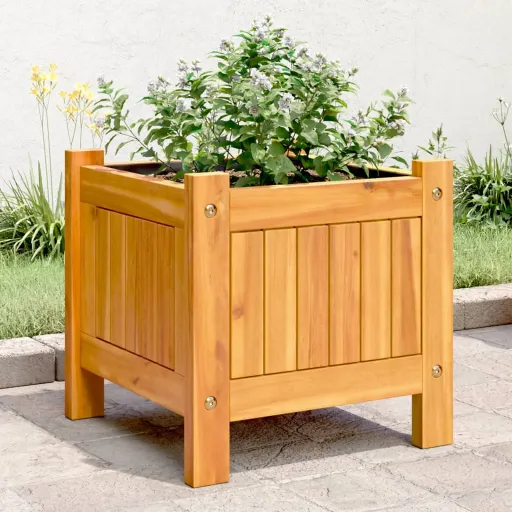 Vaso/Floreira de Jardim com Forro 31x31x30 cm Acácia Maciça