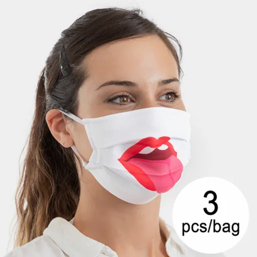 Máscara Higiénica em Tecido Reutilizável Tongue Luanvi Tamanho M Pack de 3 Uds
