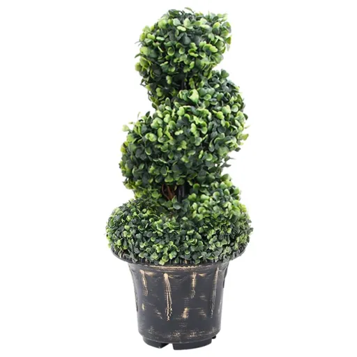 Planta Artificial Buxo em Espiral com Vaso 59 cm Verde