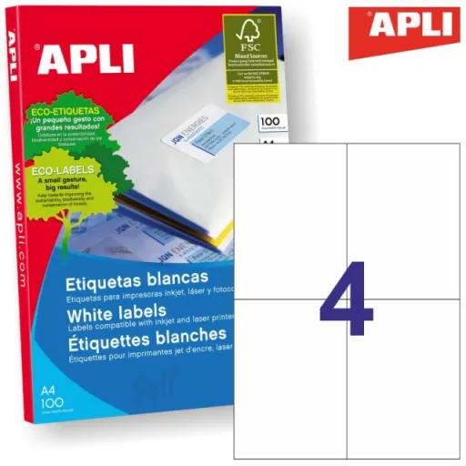 Etiquetas Autocolantes Apli 105x148 mm – 100 Folhas