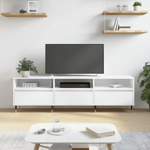 Móvel de TV 150x30x44,5 cm Derivados de Madeira Branco