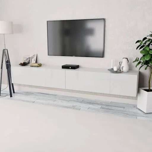 Móveis de TV em Aglomerado   120x40x34 cm Branco Brilhante (2 pcs)