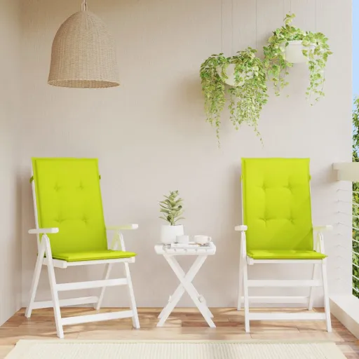 Almofadões Cadeiras Altas de Jardim   Tecido Verde Brilhante (2 pcs)