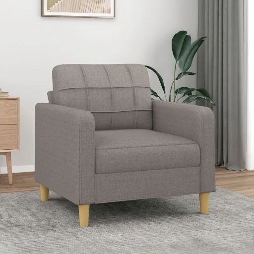 Poltrona Tecido 60 cm Cinzento-Acastanhado