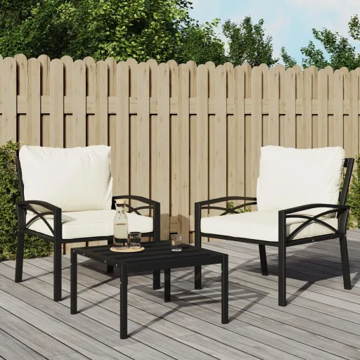 Cadeiras de Jardim c/ Almofadões Cor Areia   68x76x79cm Aço (2 pcs)