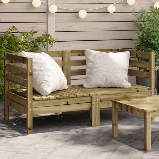 Sofás de Canto para Jardim   Madeira de Pinho Impregnada (2 pcs)