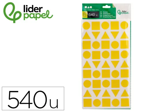 Etiquetas Escolar Liderpapel Figuras Sortidas Bolsa de 12 Folhas Figuras Geometricas Medias Cores Sortidas