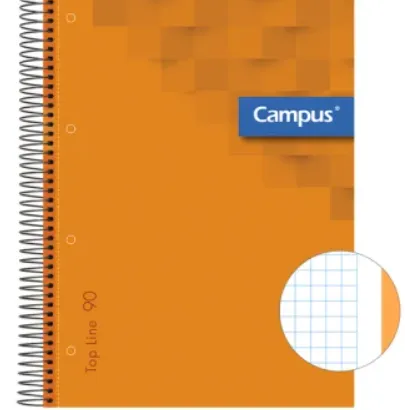 Caderno Espiral Campus A4 Capa Extradura 80 Folhas Microperfurado Quadriculado 5 mm – Laranja