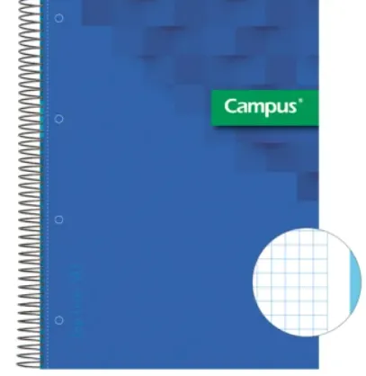 Caderno Espiral Campus A4 Capa Extradura 80 Folhas Microperfurado Quadriculado 5 mm – Azul