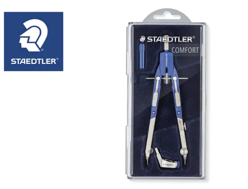 Compasso Staedtler Micrométrico com Ajuste Roda Central Sem Extensor com Adaptador e Tubo de Minas