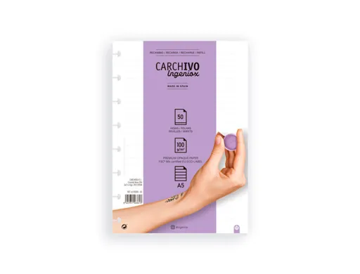 Recarga Caderno Carchivo Ingeniox a5 50 Folhas Pautado