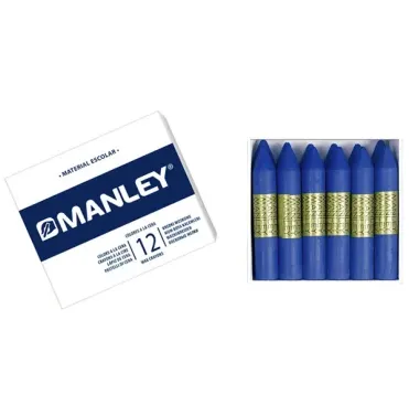 Lápis de Cera Azul Cyan 12 Un. - Manley