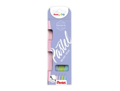 Caneta Pincel Pentel Touch em Blister de 4 Cores Pastel Azul Cinza Azul Palido, Verde e Rosa