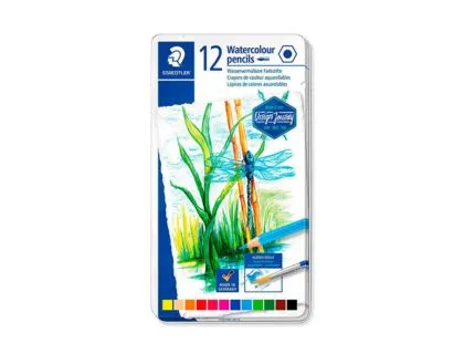Lápis de Cor Staedtler Aguareláveis Caixa Metálica de 12 Cores Sortidas