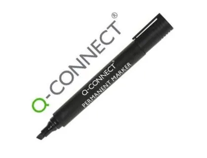 Marcador q-Connect Permanente Preto Ponta Biselada 5.0 mm